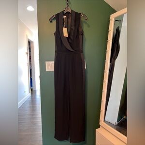 Monsoon London Women’s Size 4, formal black jumpsuit with black lace detailing